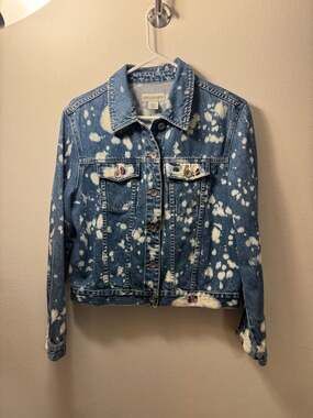 Vintage Crossroads Bleached Denim Jacket with Def Leppard High 'n' Dry Back Patc